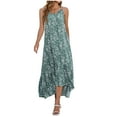 thumbnail image 2 of Lenago Robes Midi d'Été Grande Taille pour Femmes, Robe d'Été Imprimée à Épaules Dénudées, Robe de Plage, Robe Soleil, Mini-Robe, Ourlet Irrégulier, Robe Fluide à Volants, Robes de Fête de Plage en Liquidation, 2 of 9