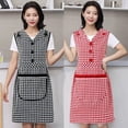 thumbnail image 3 of HomeLife Cooking Apron Tie Back Design Plaid Large Pocket Lapel 5 Buckles Oil-proof Cotton And Linen Kitchen Apron Anti-greasy Anti-wear Overalls for Dining Room, 3 of 13