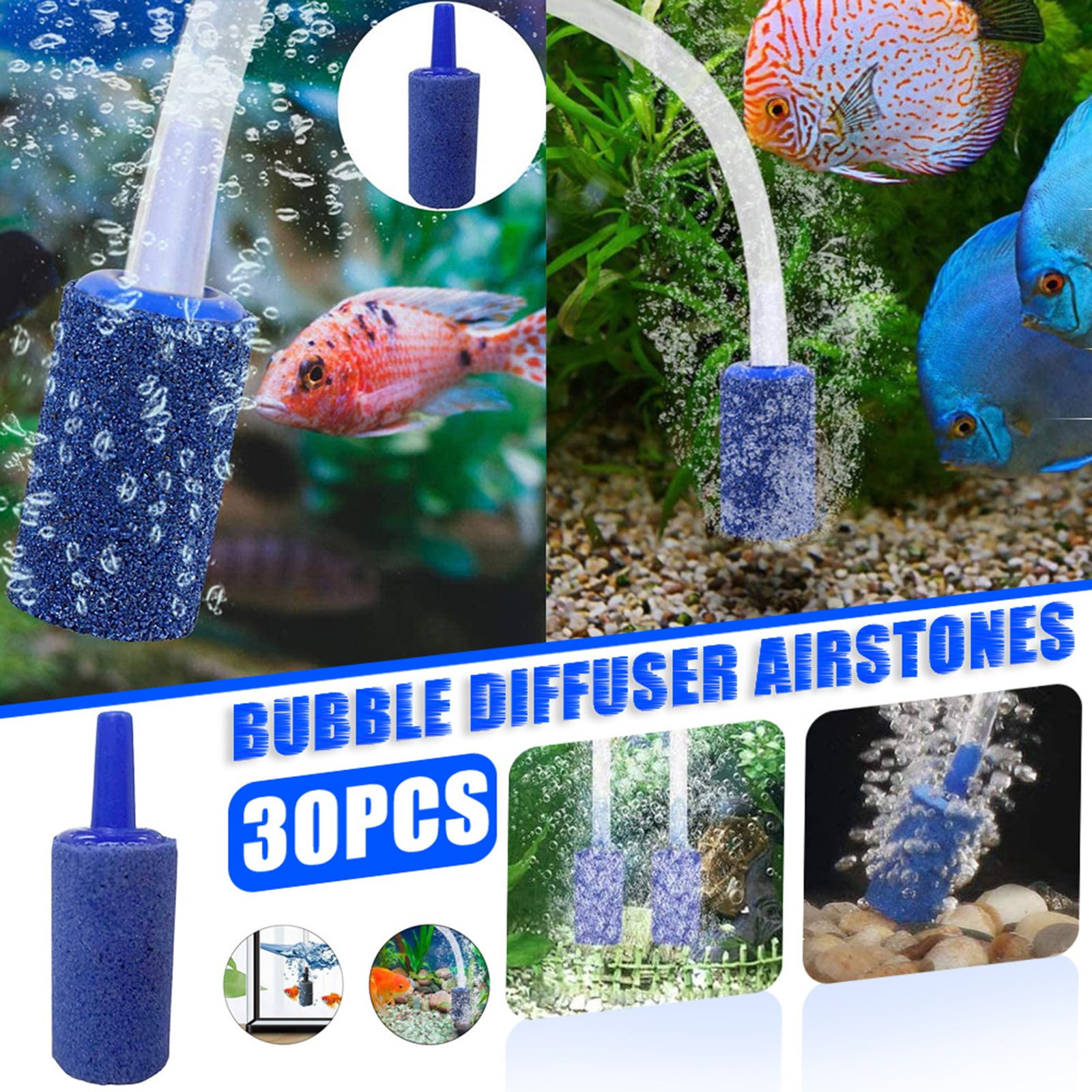 Kiplyki Wholesale Air Stones Cylinder 30 PCS Bubble Diffuser Airstones for  Aquarium Fish Tank Pump