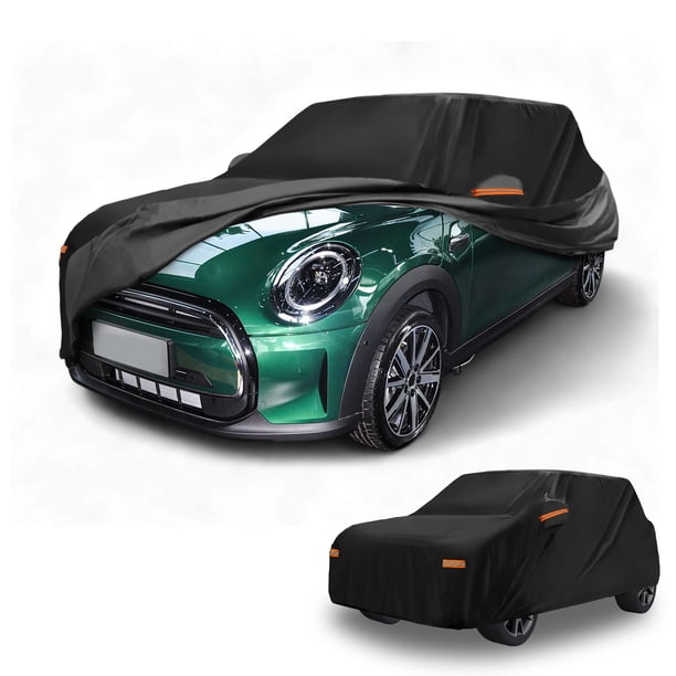 Cubierta de coche a prueba de agua Unique Bargains para Mini Cooper 4DR, protección contra sol y lluvia, cubierta exterior de película de aluminio negra con tiras reflectantes.