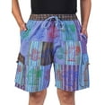 thumbnail image 2 of The Collection Royal Men Hippie Patchwork Bohemian Casual Rave Festival Harem Drawstring Boho Shorts-L, 2 of 5