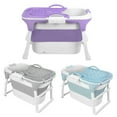 thumbnail image 4 of 39" Portable Folding Bathtub, Small Foldable Tub with Ergonomic Seat & Massage Roller, Large Collapsible Tub, Freestanding Surround Collapsible Tub, Effortless Foldable Bathtub-Grey, 4 of 8