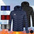 thumbnail image 3 of WREESH Heated Jacket for Men Casual Solid Zipper Four Control 9 Heat Zones Heating Vest Usb Charging Vest Long Sleeve Hooded Outwear Blue, 3 of 3