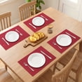 thumbnail image 3 of Set of 4 Cotton Linen Placemats, Rustic Rectangular Placemats for Dining Table Decor Washable Kitchen Table Mat Wipe Clean Red 17.7x13inch, 3 of 6