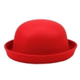 thumbnail image 2 of Voska Versatile Trendy Rolled Brim Round Dome Hat Artificial Wool Fedora Fall Winter Unisex Hat Red, 2 of 8