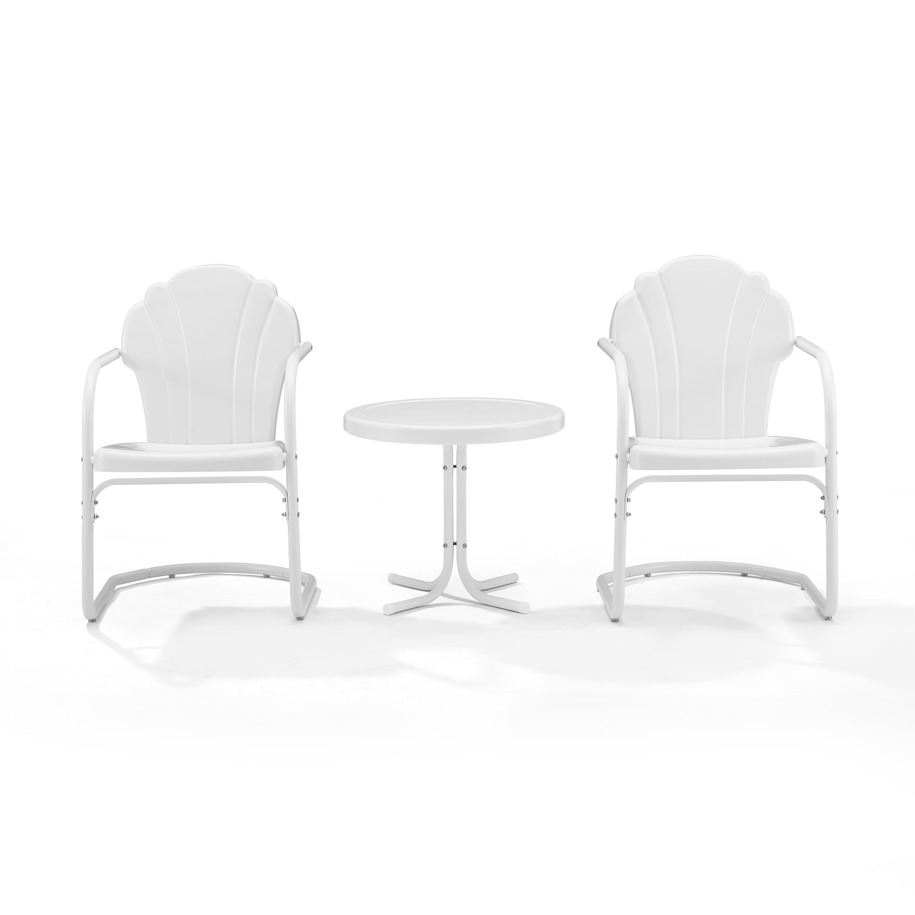 Crosley Furniture Tulip 3 Piece 22"Round Metal Patio Conversation Set in White - image 5 of 7