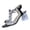 Black, variant on Heels Sandals for Women Rhinestone Square Toe Clear Chunky Block Pumps Elastic Ankle Strap Dress Shoes Black Size 5.5