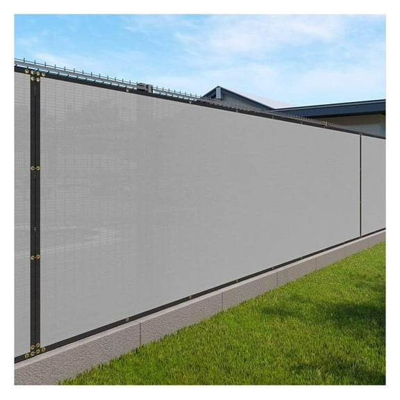 Privacy Fence Screen Heavy Duty Windscreen Fencing Mesh Fabric Shade Net Cover with Brass Grommtes for Outdoor Wall Garden Yard Pool Deck, 6'x34' Light Gray