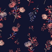 MuralsPrint Branos Florals on Navy background Removable Wallpaper - 10'ft H x 24''inch W