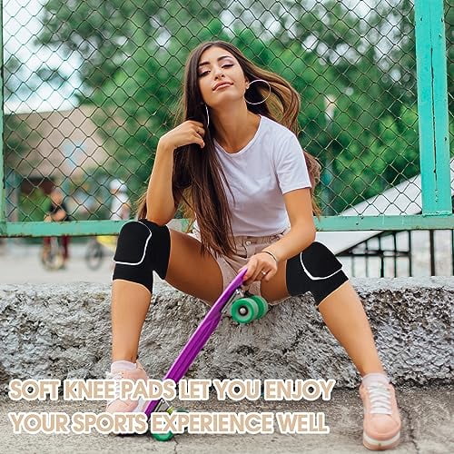 GOLRISEN 12 Pairs Volleyball Knee Pads for Dancers Soft Breathable Knee Braces for Men Women Football Soccer Yoga Skating Wrestling Running Cycling(Medium,Black, White)