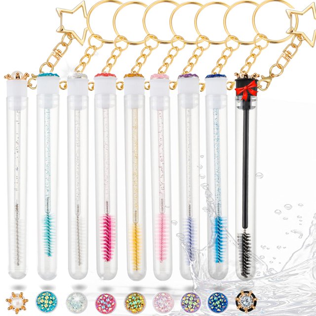 Juego de 48 varitas de rímel desechables de actualización, rímel de diamante extremadamente duradero para mujeres y niñas, incluye 24 cepillos de pestañas de cristal y 24 tubos de cepillo de pestañas