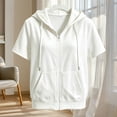 thumbnail image 4 of Mifsaly Girls Short Sleeve Hoodie Zip Up Lightweight Hooded Sweatshirt with Pockets Cozy Comfortable Back to School Casual Everyday Playwear, 4 of 5