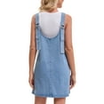 thumbnail image 3 of INSPIRE CHIC Women's Dress Denim Overalls Loose Casual Sleeveless Pinafore Mini Dresses 2XL Sky Blue, 3 of 6
