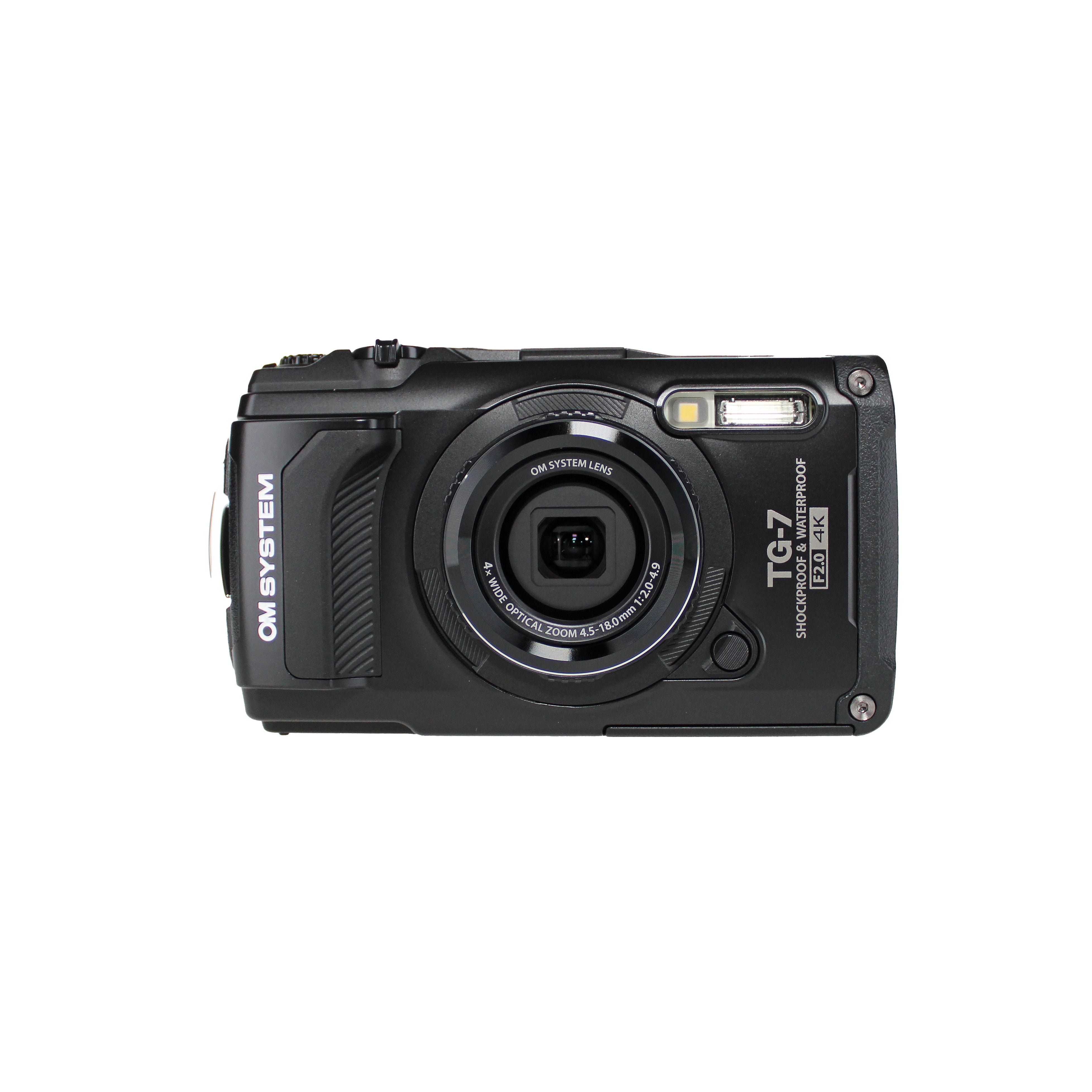 OM SYSTEM Tough TG-7 Digital Camera (Black) (V110030BU000) Bundle Including: 128 GB Memory Card, HDMI Cable, Card Reader, Hand Strap, Cap Keeper, Full Cleaning Kit