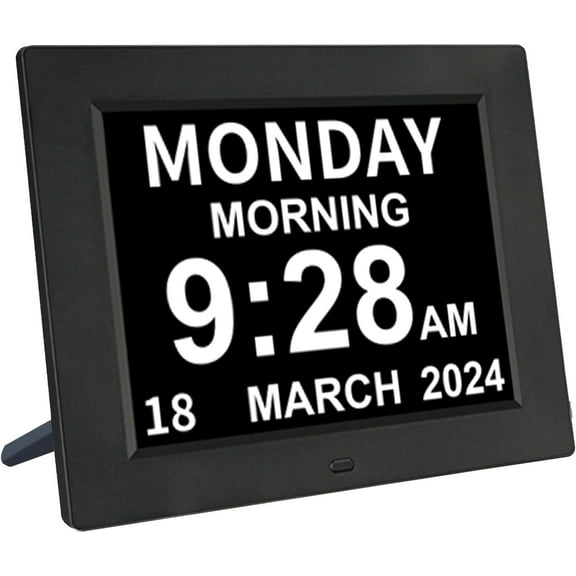 Digital Calendar Alarm Day Clock for Seniors, 7" Large Screen Display, 12 Alarm, 10 Languages, 3 Take Medicine Reminder