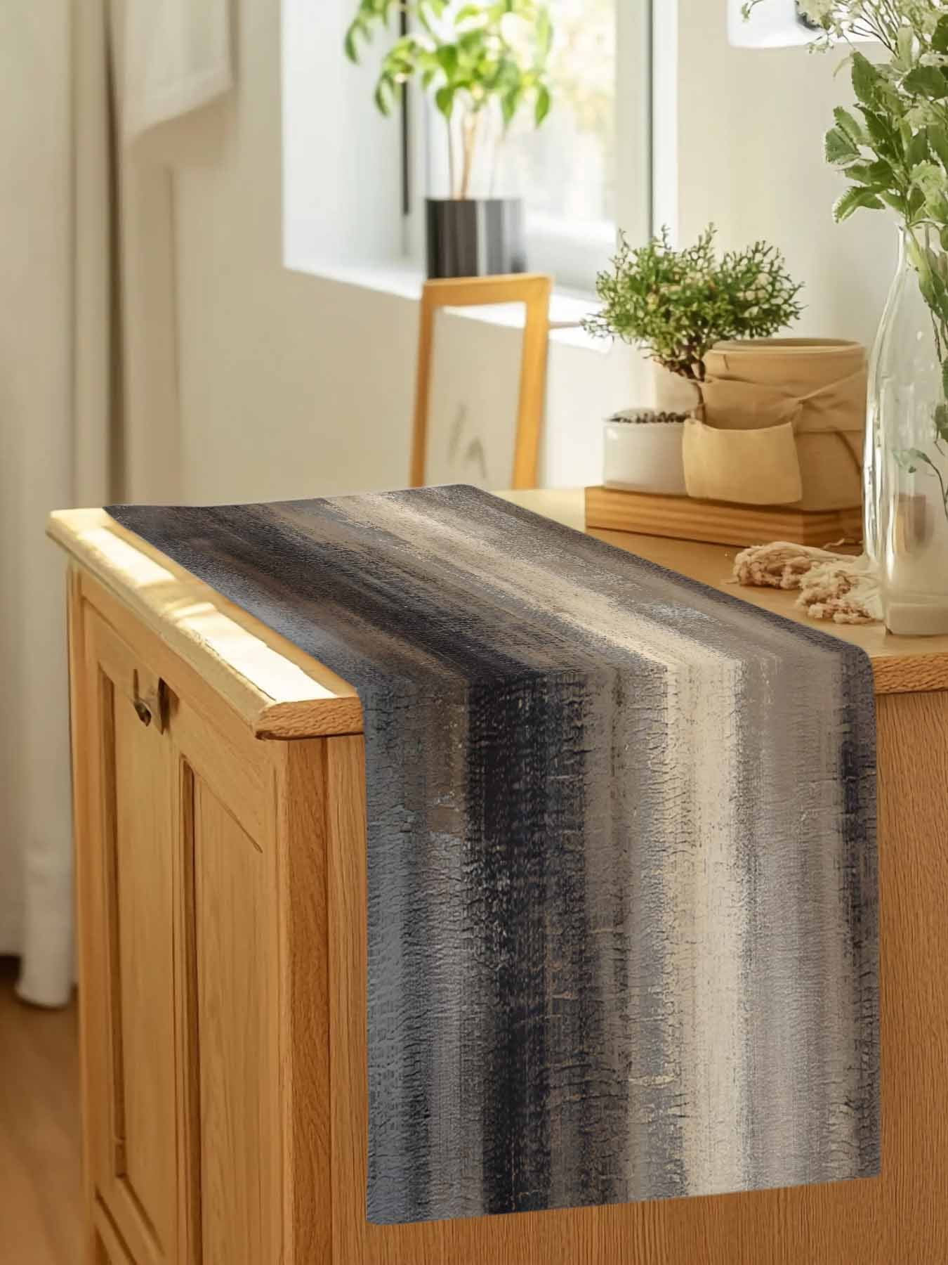 Vintage Ombre Oil Painting Table Runner 90 Inches Long, Mysterious Rock Texture Table Runners Tabletop Scarf Kitchen Dining Tables Decoration for Home Party Indoor Outdoor