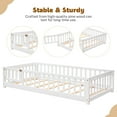 thumbnail image 4 of PAPROOS Twin Size Floor Bed, Solid Wood Toddler Bed with Slat, Fence Guardrail and Door, No Box Spring Needed, Montessori Bed, Twin Bed for Kids, Boys, Girls, White, 4 of 10