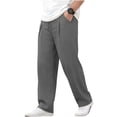thumbnail image 6 of Jinhomg Summer Pants for Men 2026 Trendy Wide Leg Linen Pants Casual Solid Color Elastic Waist Pants Baggy Comfy Lounge Trousers Green XXL, 6 of 8