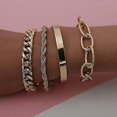 thumbnail image 3 of Conjunto de delicadas pulseras de cadena de plata y oro estilo bohemio para mujer, ajustables, de moda, con cuentas, gruesas, planas, tipo cable, pulseras punk, joyas para mujeres y niñas, regalo, 3 of 4