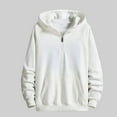 thumbnail image 2 of Txeol Men Quarter-Zip Pullover Hoodie Sweatshirt - Lightweight Fleece Lined Long Sleeve Hoodies with Pocket,White,M, 2 of 5