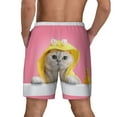 thumbnail image 3 of Kdxio A Funny Cat Print Men'S Swim Trunks With Compression Liner 7 Inch Inseam Quick Dry Swim Shorts, 3 of 7