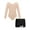 Apricot&Black, variant on Aislor Kids Girls 2 Pieces Gymnastics Ballet Dance Outfits Long Sleeve Leotard with Shorts Set Pink&Black 4