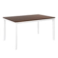 thumbnail image 4 of Kidkapers White+Cherry Rustic Dining Set: Farmhouse Rustic Wood Dining Table Set with Cross Back 4 Chairs and Bench - Ideal for Dining and Living Room, 4 of 5