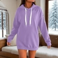 thumbnail image 2 of Women's Zip Up Hoodie Long Sleeve Pullover Solid Long Warm Winter Sweatshirt With Kangaroo Pocket Drawstring Hooded Tops Soft Casual Comfy Loungewear (Light Purple,M), 2 of 4