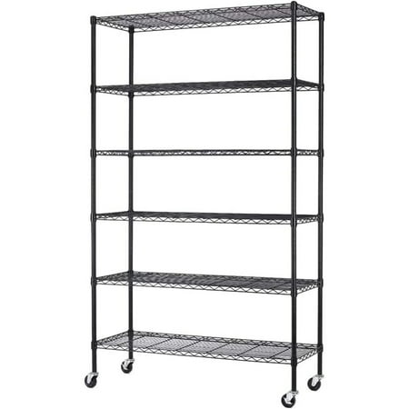 

HYYYYH 72 x48 x18 6 Tire Wire Shelving Unit NSF Storage Shelves Large Heavy Duty Metal Shelf Organizer Height Adjustable HYYYYH Grade Steel Rack 2100 LBS Capacity with Wheels Black