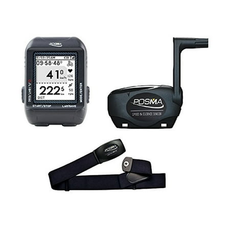 POSMA D3 GPS Cycling Bike Computer Speedometer Odometer with BCB20 Speed/Cadence Sensor & BHR20 Heart Rate
