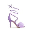 thumbnail image 3 of BLISSFUL STEP Women's Lace Up Heels Faux Fur Stiletto High Heel Sandals Purple 7, 3 of 8