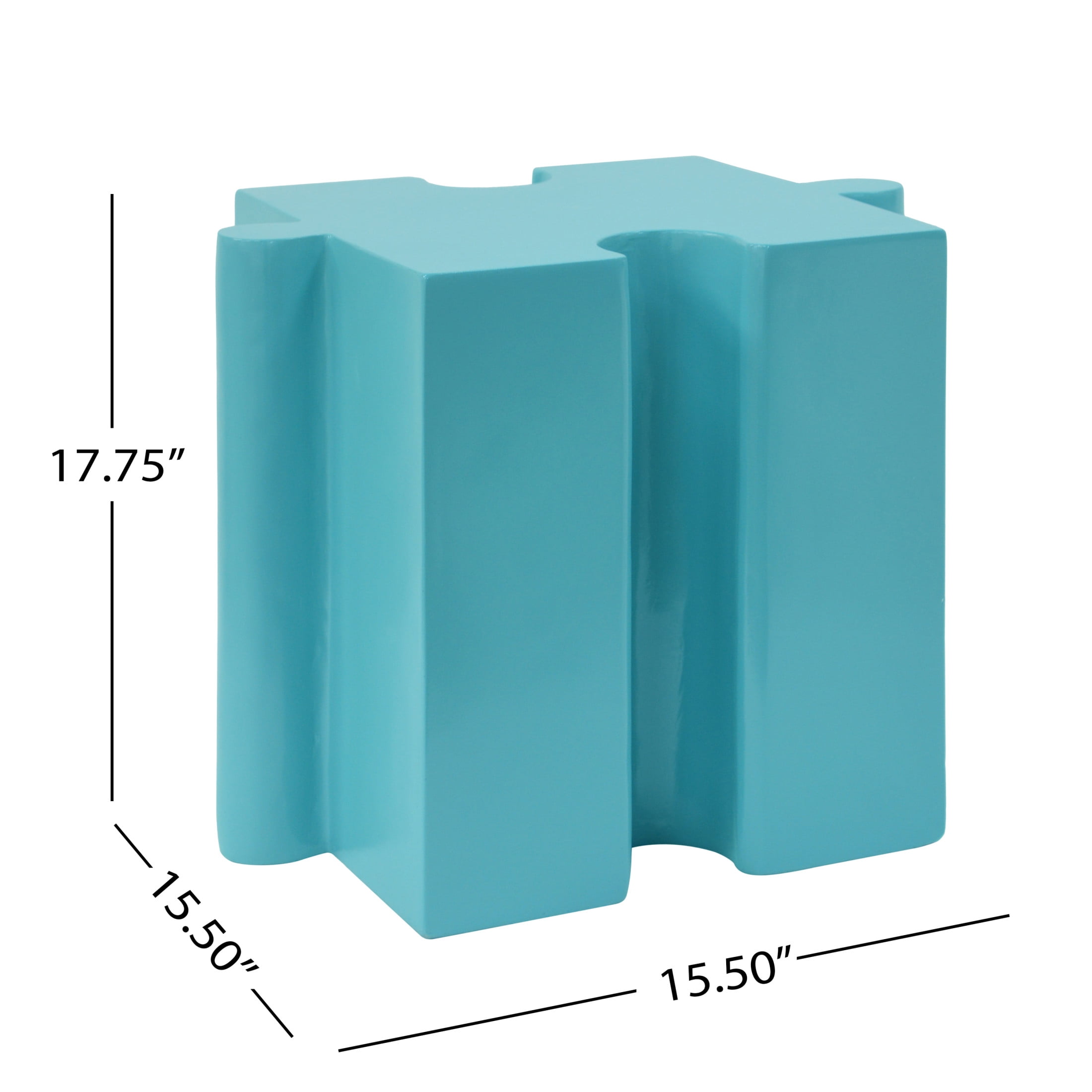 Christopher Knight Home Light Blue Puzzle Art Side Table, Modular Interlocking Design, Indoor Outdoor Use, Concave Edge
