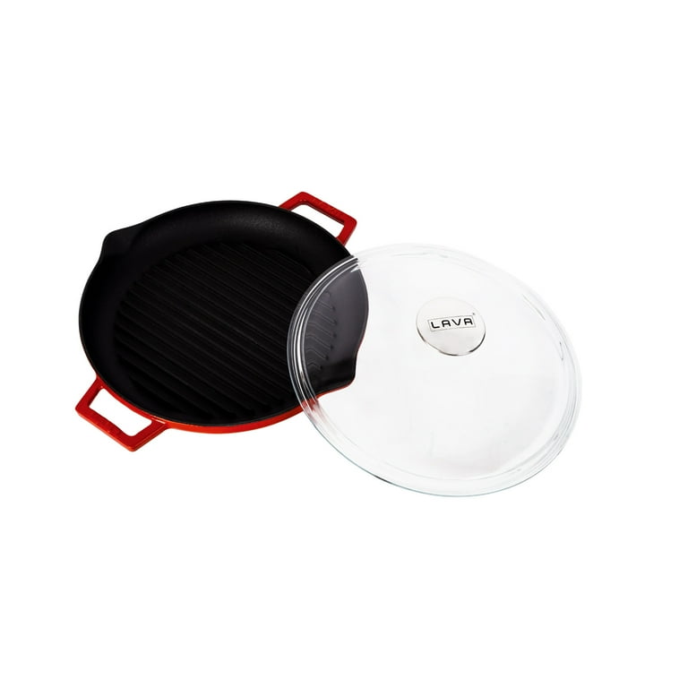 Lava 12 Inch Enameled Cast Iron Grill Pan, Stovetop Gas Compatible - Main Image