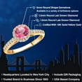 thumbnail image 2 of Gem Stone King 10K Yellow Gold Pink Mystic Topaz and Lab Grown Diamond Engagement Ring for Women | 1.81 Cttw | Round 6MM | Gemstone November Birthstone | Size 5, 2 of 6