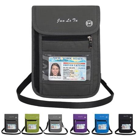 Egoelife Passport and Vaccine Card Holder Combo Travel Neck Pouch Wallet Passport Holder with RFID Blocking for Secure Travels to Hold Cell Phone Cash and Travel Document for Women Men