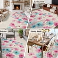 thumbnail image 6 of Area Rug 72×108in, Watercolor Blue Pink Flowers on Linen Floor Carpet Living Room Rug, Retro Floral Art Non-Slip Welcome Mat Indoor Rugs for Bedroom Dining Room, 6 of 9