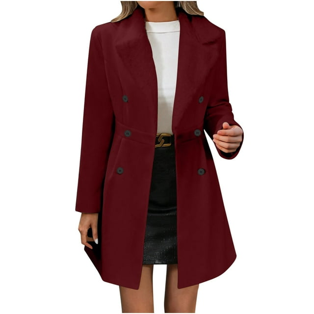 Women's Jacket,Solid Fabric Panel Flat Fleece Collar Long Sleeve Button Fall Winter with Pockets,Womens Fall