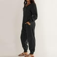 thumbnail image 3 of HSHMT Women's Jumpsuit Women's Casual Loose Jumpsuits Long Sleeve V Neck Oversized Rompers Baggy Overalls Pajamas, 3 of 8