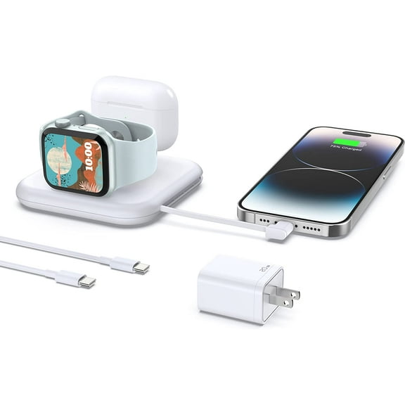 Charging Station for Multiple Devices Apple - 3 in1 Charger Pad with 20W PD Adapter Compatible with 14 13 12 11 Pro Max XS XR 8 7 6s 6 Wireless Charger Stand for Apple Watch AirPods Series