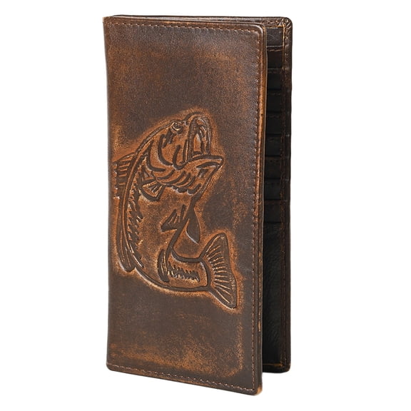 AMERICAN TANNER Genuine Leather Hand Burnished Long Bifold Wallet For Men Women H7 X W3.5 X D0.5