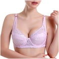 thumbnail image 2 of Bigersell Lace Bras for Older Women Push up Bra No Underwire Female Floral Lace V-Neck Comfort Soft T-Shirt Bras Wireless Bralette Padded Bra Style-D15, Wire-Free Everyday Bras Y-1-Pink 36B, 2 of 3