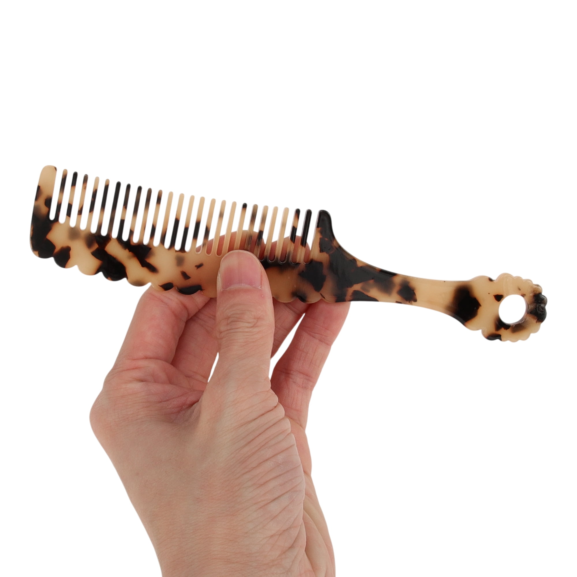 Unique Bargains 1 Pc Fashion Handle Wavy Hair Comb for All Hair Types Styles Light Brown