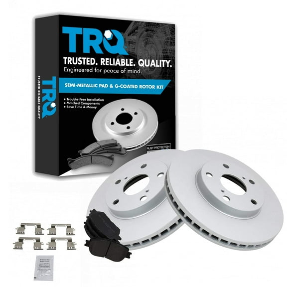 TRQ Front Brake Pad & Rotor Kit Brake Pads Brake Rotor Semi-Metallic Premium G-Coated Fits Select 2002-2006 Toyota Camry