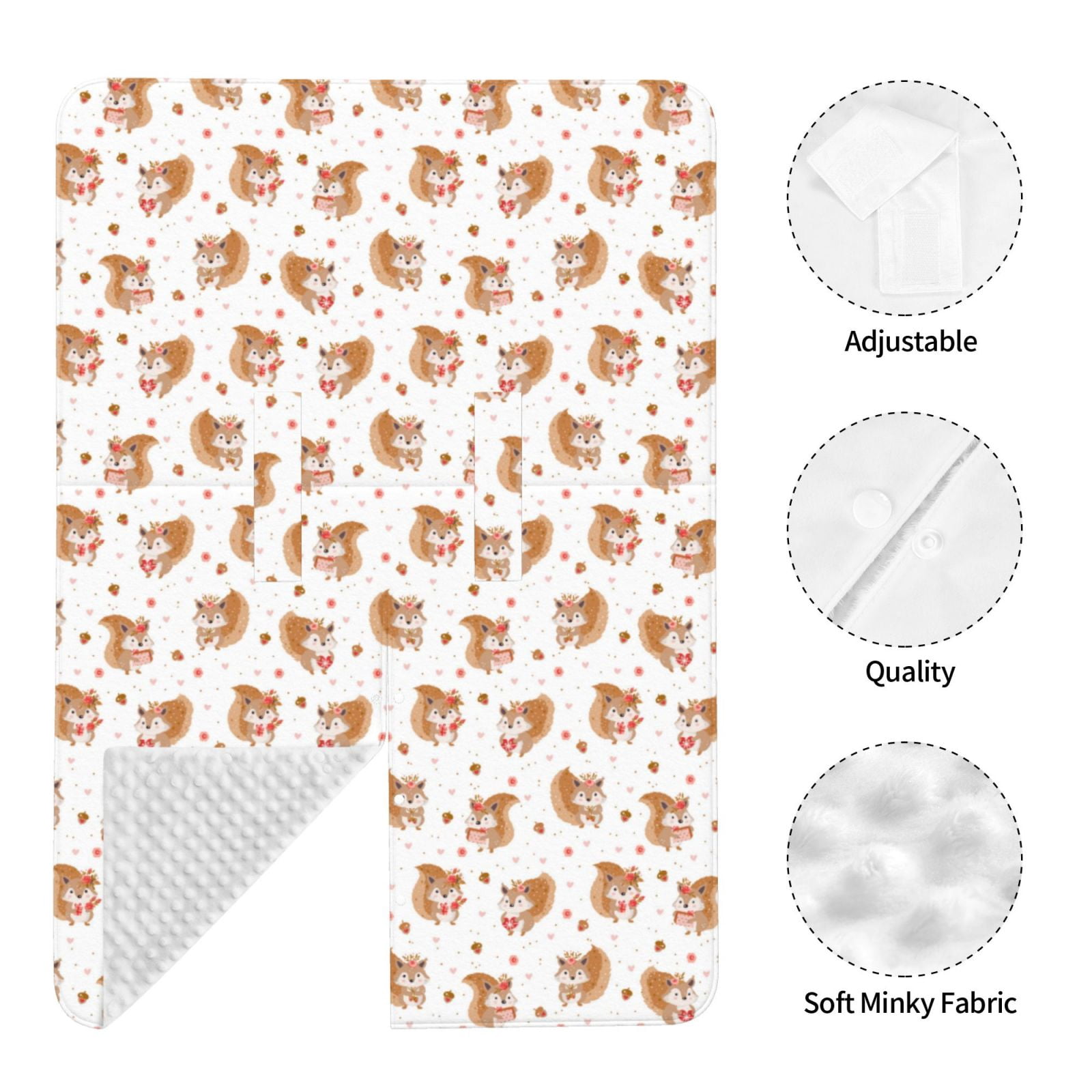 Naloa Squirrel And Rose Baby Car Seat Cover, Breathable Baby Carrier Cover, Multiuse Baby Carrier Cover & Nursing Breastfeeding Cover