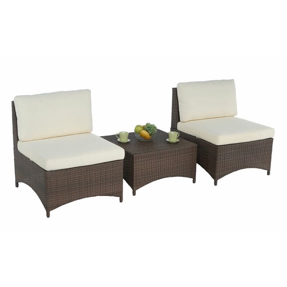 W Unlimited Studio Shine 3 Piece Patio Armless Conversation Set in Dark Brown
