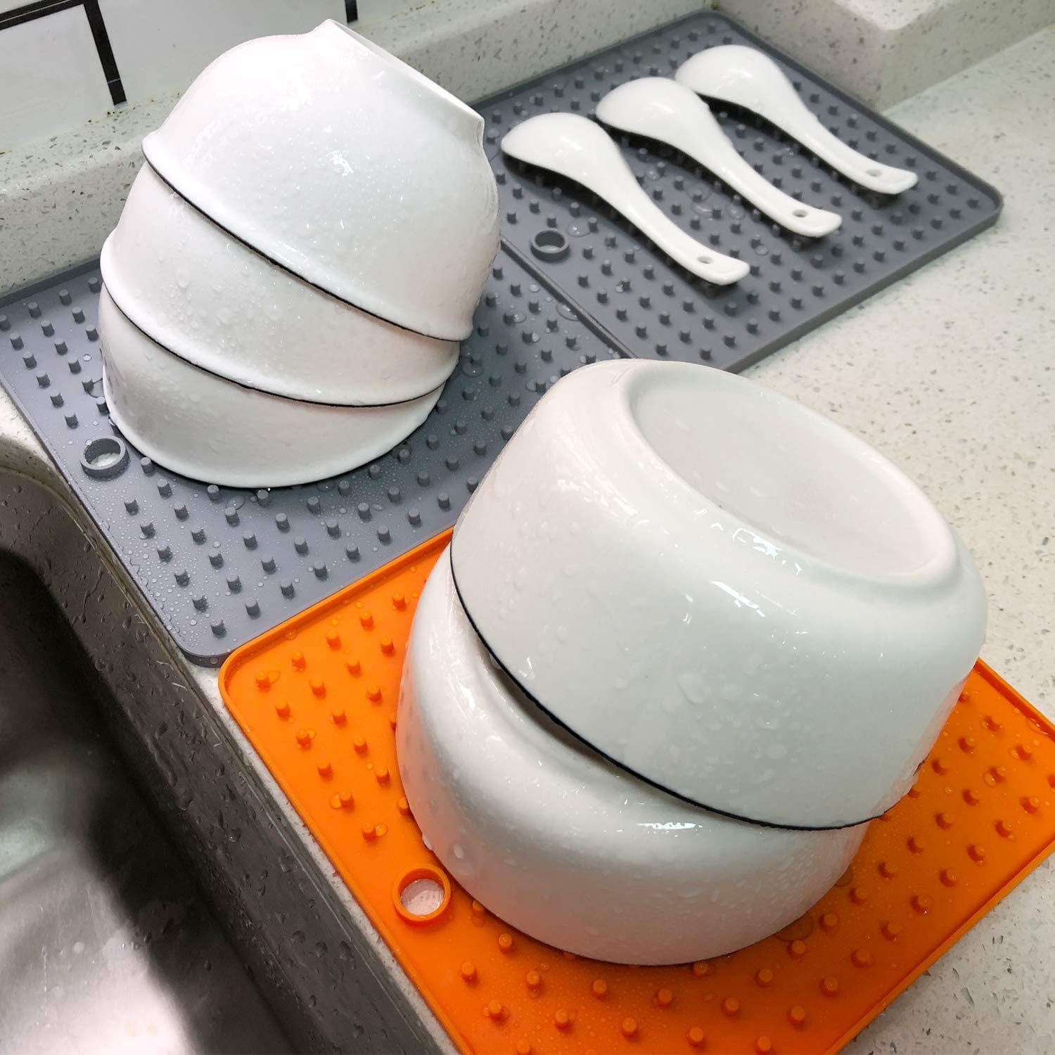 Walfos Silicone Trivet Mats - 4 Heat Resistant Pot Holders, Multipurpose  Non-Slip Hot Pads for Kitchen Potholders, Hot Dishers, Jar Opener, Spoon