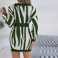 thumbnail image 4 of Lovskoo Sweater Dress for Women Trendy Casual Long Sleeve Bodycon Dress V-Neck Ladies Print Outing Dresses Olive Green, 4 of 8
