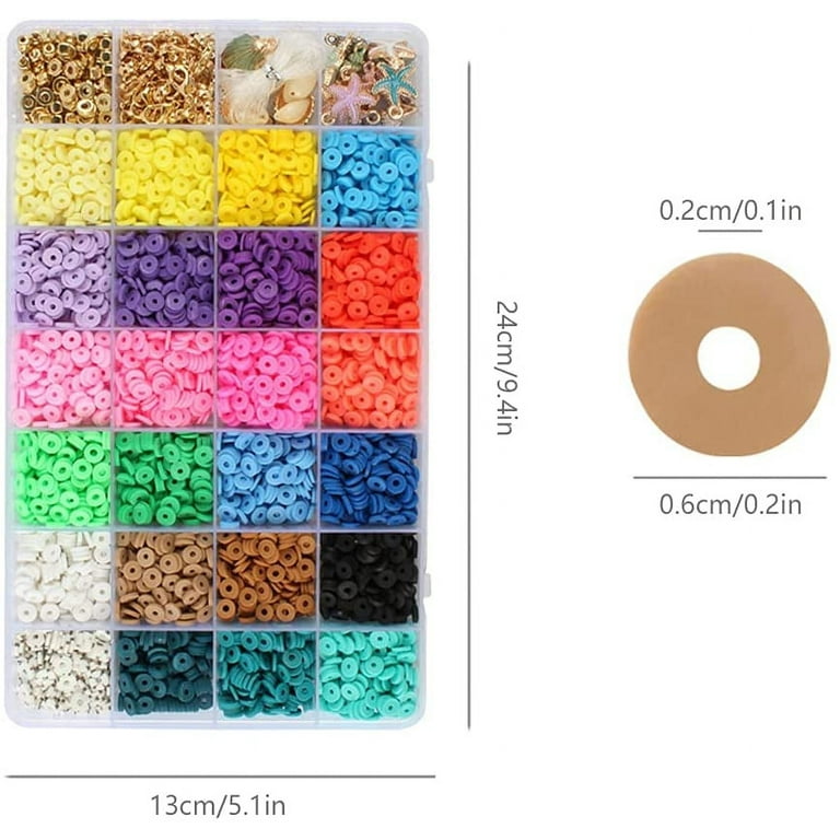Gpoty Clay Flat Beads for Jewelry Making, 5036Pcs/Box Disk Beads Round Clay  Spacer Beads Loose Spacer Beads with Elastic Strings Arts Crafts DIY Kits