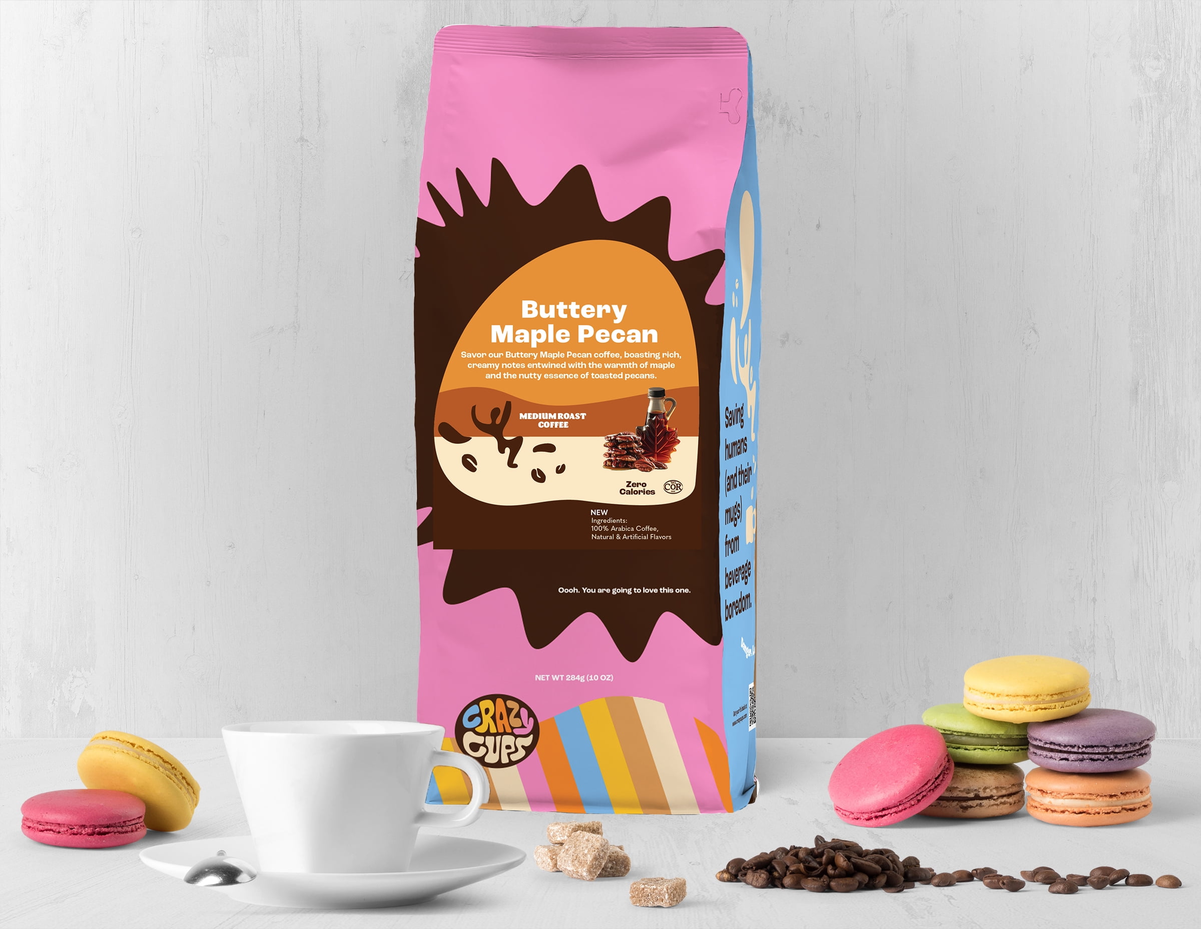 Crazy Cups Flavored Ground Coffee, Buttery Maple Pecan Coffee, For Brewing Flavored Hot or Iced Pecan Coffee, 10oz (3pk)
