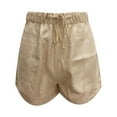 thumbnail image 3 of Womens Casual Shorts Splice Comfy Waist Shorts Elastic Pocketed Casual Drawstring Girls Bottoms Shorts, 3 of 5